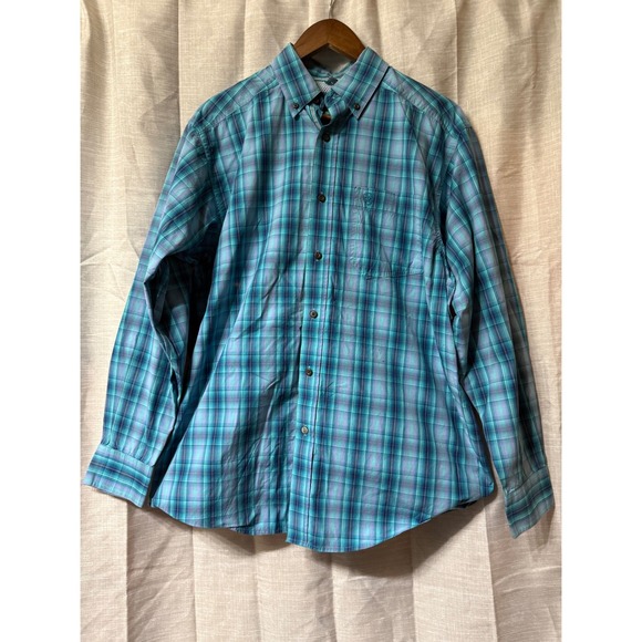 Ariat Other - Ariat Pro Series Mens Plaid Long Sleeve Button Down Shirt Teal Blue Casual M